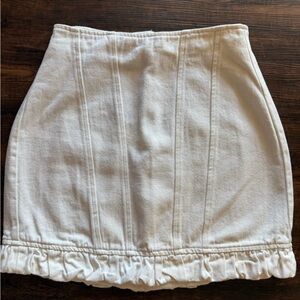 PrettyLittleThing Cream Ruffle-Hem Mini Skirt